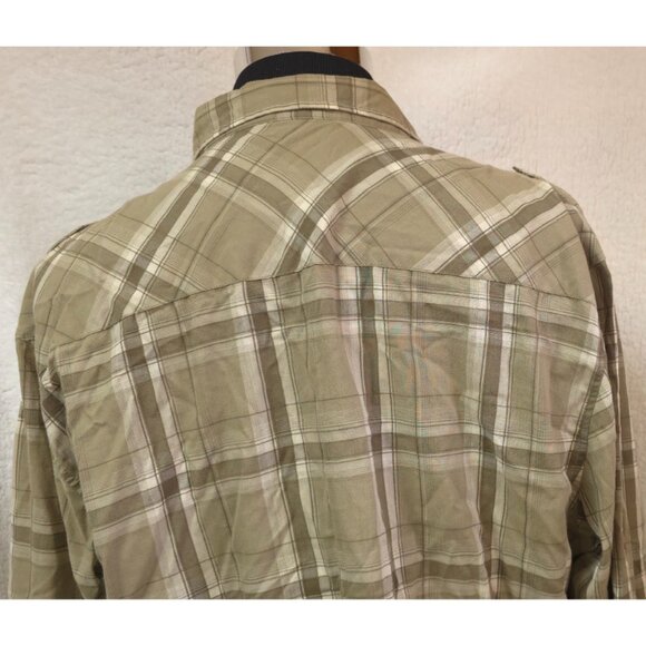 Polaris Ranger Mens 2XL Brown Plaid Button Up Long Sleeve Epaulettes Logo Shirt - Picture 10 of 13